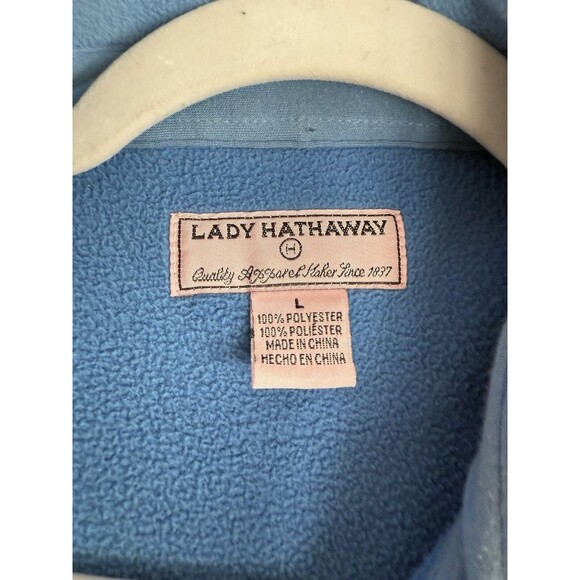Lady Hathaway Fleece Shirt Jacket Size Large Blue Button Down Soft Flannel - Picture 5 of 6